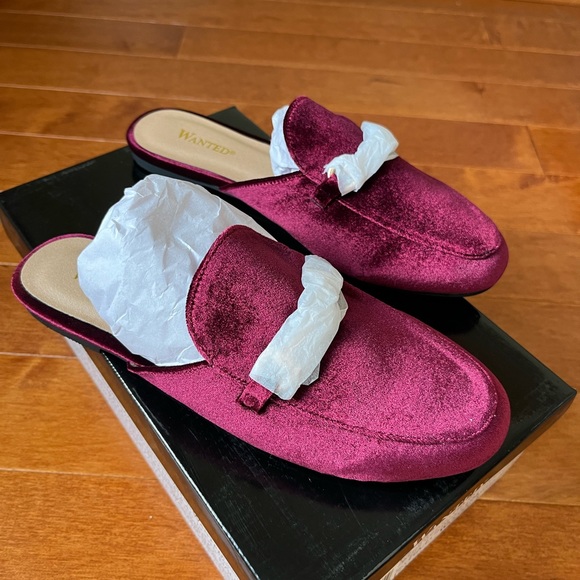 NWT Slip On Wanted Frankie Women's Burgundy Mule Flats Loafers All Sizes - Picture 3 of 9